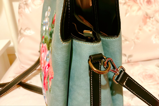 Floral Embroidered Leather Crossbody Bag