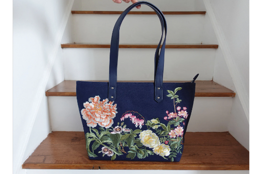 Embroidered Tote Bag, Large Capacity Canvas Shoulder Bag