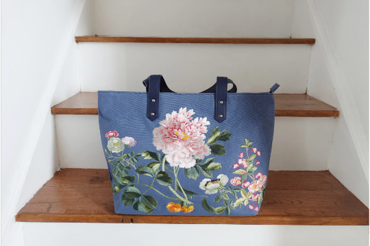 Embroidered Tote Bag, Large Capacity Canvas Shoulder Bag