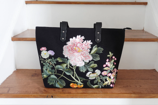 Embroidered Tote Bag, Large Capacity Canvas Shoulder Bag