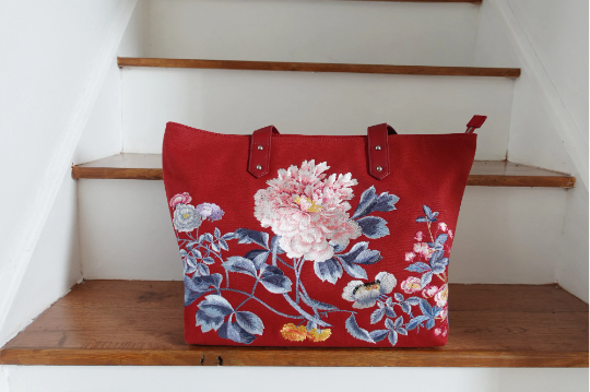 Embroidered Tote Bag, Large Capacity Canvas Shoulder Bag