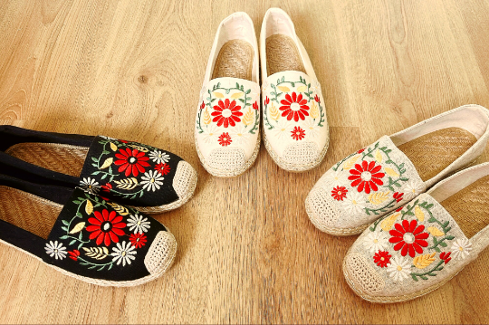 Embroidered Loafer Shoes, Slip On Shoes Sandal