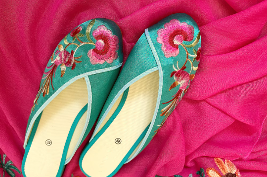 Silk Embroidered Slippers