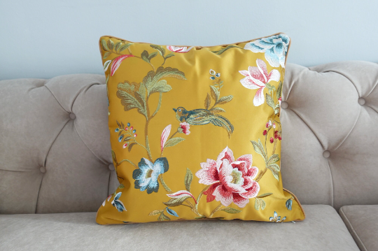 Floral Embroidery Silk Cushion/Pillow Covers x2