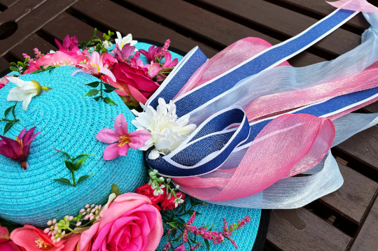 Summer Beach Floral Tote Straw Hat Set