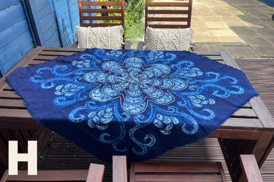 Indigo Tablecloth Round Table Cover Rectangular Shibori Table Sheet Handmade Tie Dye Arts Bed Runner Indigo Home Décor Wall Hanging Tapestry