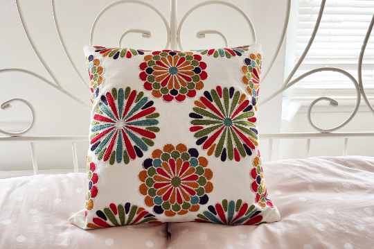 Pure Cotton Embroidered Cushion Covers, Throw Pillow Covers, Pillow Cases, Home Decor 17*17 in x2