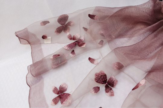 Floral Embroidered Silk Scarf