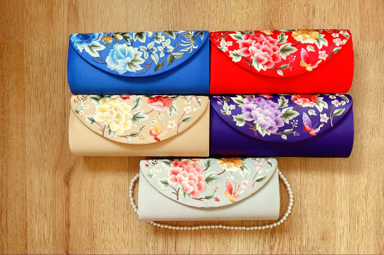 Silk Embroidered Clutch Bag Women's Evening Bag For Wedding Clutch Bag Pouch Bag For Women