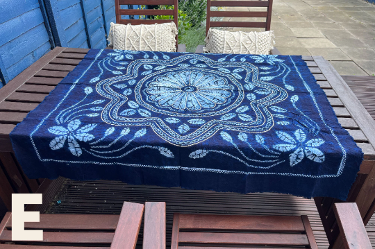 Indigo Tablecloth Round Table Cover Rectangular Shibori Table Sheet Handmade Tie Dye Arts Bed Runner Indigo Home Décor Wall Hanging Tapestry