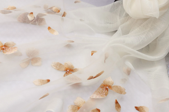 Floral Embroidered Silk Scarf