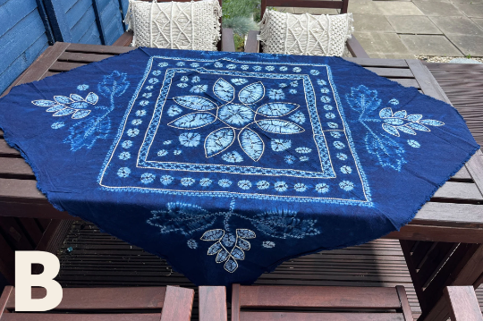 Indigo Tablecloth Round Table Cover Rectangular Shibori Table Sheet Handmade Tie Dye Arts Bed Runner Indigo Home Décor Wall Hanging Tapestry