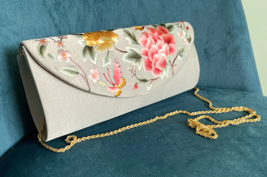 Silk Embroidered Clutch Bag Women's Evening Bag For Wedding Clutch Bag Pouch Bag For Women