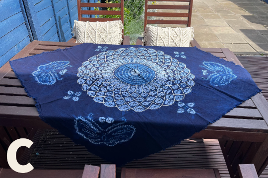 Indigo Tablecloth Round Table Cover Rectangular Shibori Table Sheet Handmade Tie Dye Arts Bed Runner Indigo Home Décor Wall Hanging Tapestry