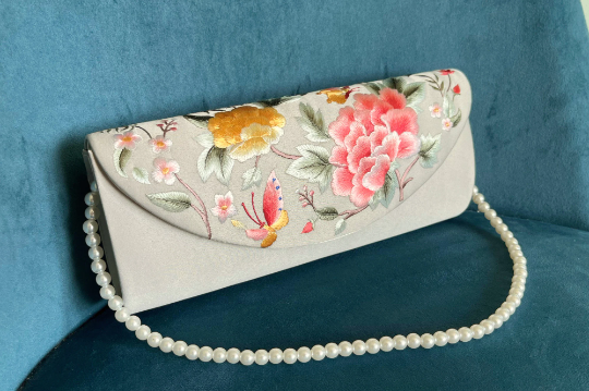 Silk Embroidered Clutch Bag Women's Evening Bag For Wedding Clutch Bag Pouch Bag For Women