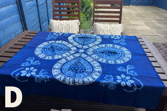 Indigo Tablecloth Round Table Cover Rectangular Shibori Table Sheet Handmade Tie Dye Arts Bed Runner Indigo Home Décor Wall Hanging Tapestry