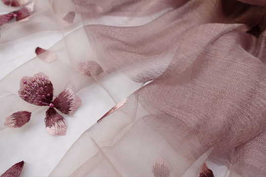 Floral Embroidered Silk Scarf