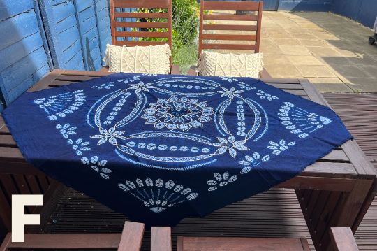 Indigo Tablecloth Round Table Cover Rectangular Shibori Table Sheet Handmade Tie Dye Arts Bed Runner Indigo Home Décor Wall Hanging Tapestry