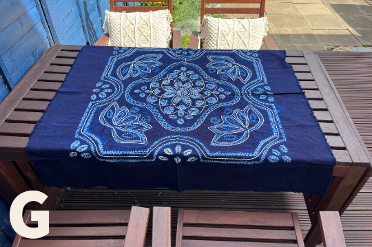 Indigo Tablecloth Round Table Cover Rectangular Shibori Table Sheet Handmade Tie Dye Arts Bed Runner Indigo Home Décor Wall Hanging Tapestry