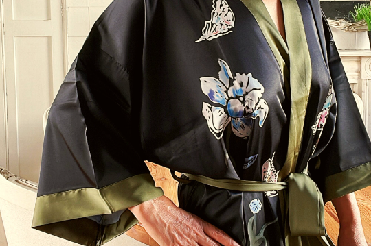 Silk Dressing Gown Floral, Long Robe for Women