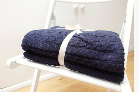 Cosy Cable Knit Cotton Throw Blanket in 10 Colours