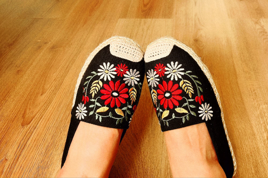 Embroidered Loafer Shoes, Slip On Shoes Sandal