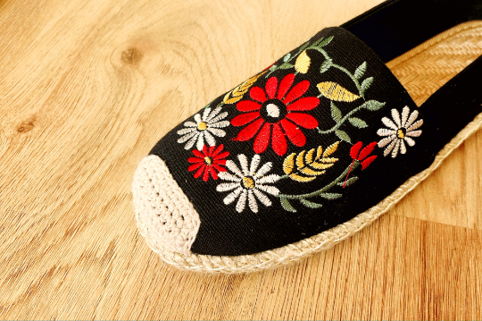 Embroidered Loafer Shoes, Slip On Shoes Sandal