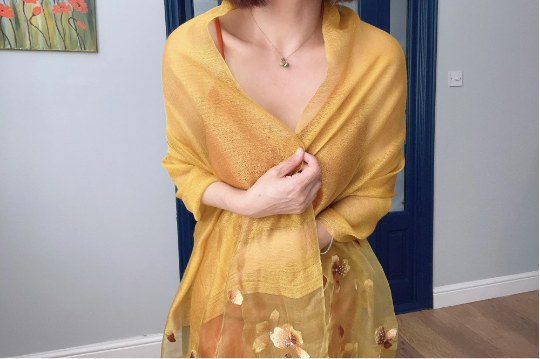Floral Embroidered Silk Scarf