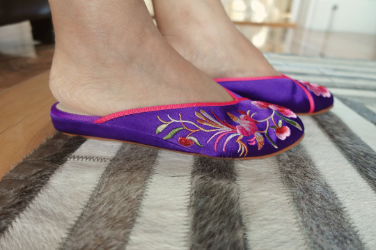 Silk Embroidered Slippers