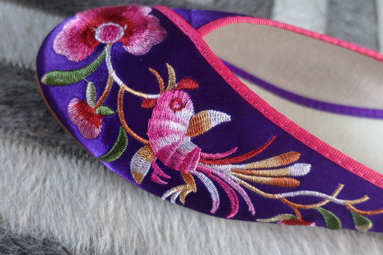 Silk Embroidered Slippers