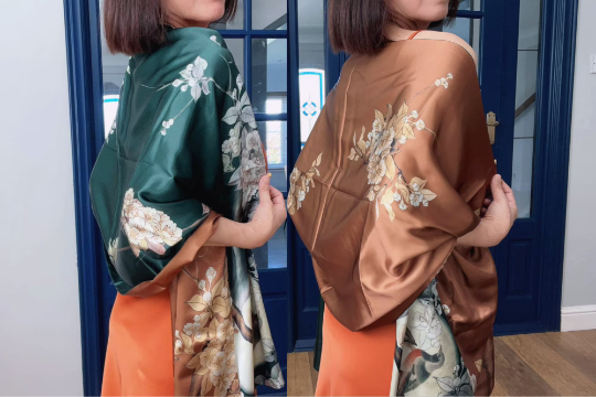 Reversible Elegant Silk Wrap Shawl