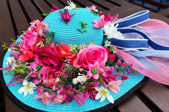 Summer Beach Floral Tote Straw Hat Set
