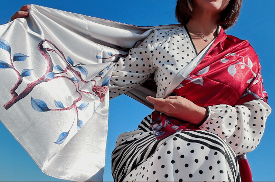 Pure Silk Wrap Shawl For Women, Print Silk Shawl Wrap, Wedding Shawl, Bridal Shawl Wrap, Bridesmaid Shawl