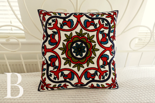 Pure Cotton Embroidered Cushion Covers, Throw Pillow Covers, Pillow Cases, Home Decor 17*17 in x2